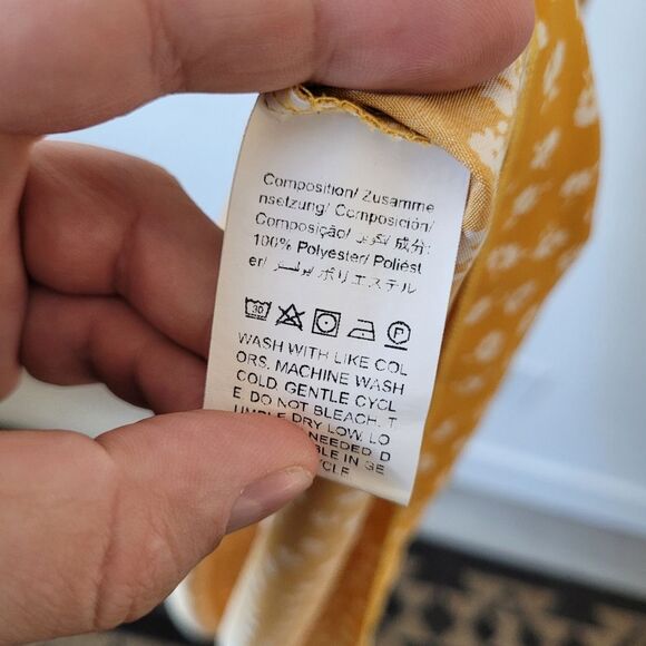 Yellow Floral Maxi Peasant Dress Boho Flounce Flutter Gypsy Hippie Cottagecore S - Picture 10 of 10